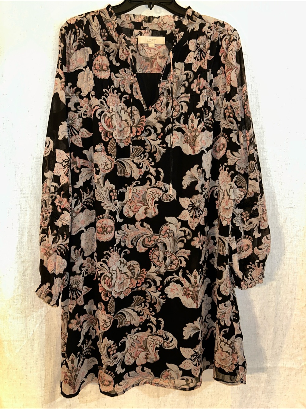 LOFT Black Paisley Floral Shift Tunic